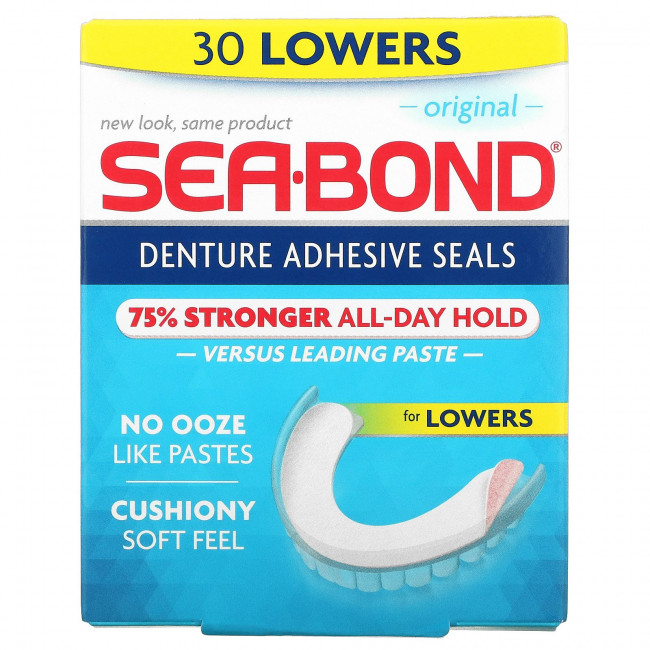 SeaBond, Адгезивные пломбы для зубных протезов, оригинальные, 30 шт. SeaBond, Адгезивные пломбы для зубных протезов, оригинальные, 30 шт.