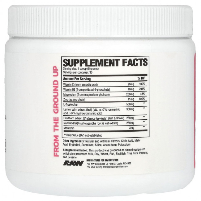 Raw Nutrition, Sleep, с клубникой и киви, 150 г (5,29 унции)