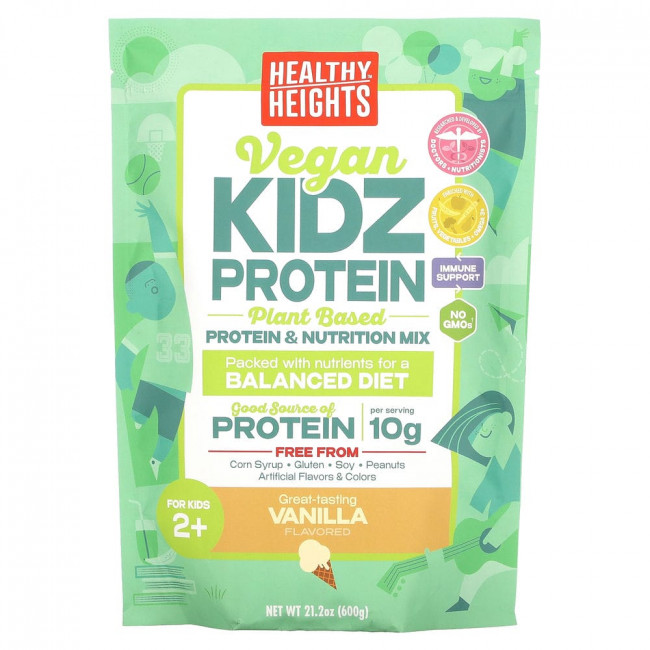 Healthy Heights, Vegan Kidz Protein, For Kids 2+, Vanilla, 21.2 oz (600 g)