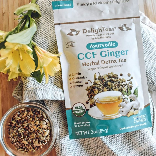 DelighTeas, Аюрведический чай с имбирем и травами для детоксикации CCF, рассыпчатая смесь, без кофеина, 85 г (3 унции) DelighTeas, Аюрведический чай с имбирем и травами для детоксикации CCF, рассыпчатая смесь, без кофеина, 85 г (3 унции)