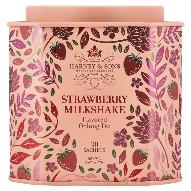 Harney & Sons, улун, клубничный молочный коктейль, 30 пакетиков, 75 г (2,67 унции)