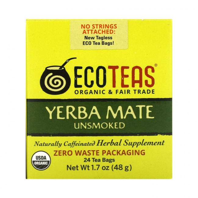 EcoTeas, Yerba Mate, некопченный, зеленая энергия, 24 чайных пакетика, 48 г (1,7 унции) EcoTeas, Yerba Mate, некопченный, зеленая энергия, 24 чайных пакетика, 48 г (1,7 унции)