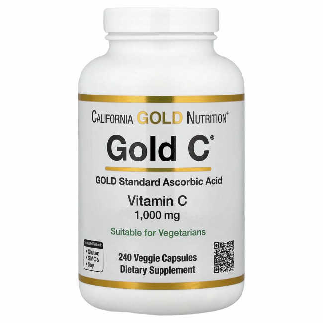 California Gold Nutrition, Gold C, витамин C, 1000 мг, 240 вегетарианских капсул California Gold Nutrition, Gold C, витамин C, 1000 мг, 240 вегетарианских капсул