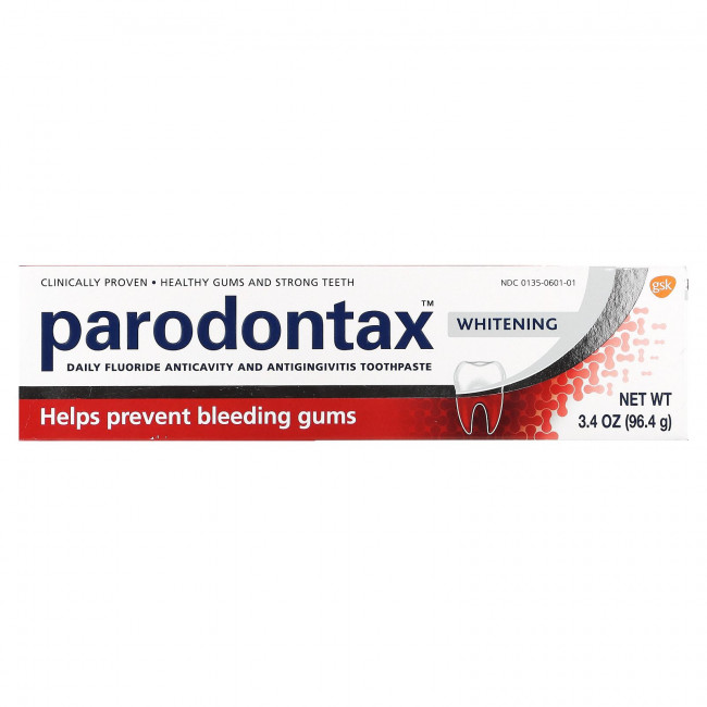 Parodontax, Ежедневная зубная паста с фтором против кариеса и десен, отбеливающая, 96,4 г (3,4 унции) Parodontax, Ежедневная зубная паста с фтором против кариеса и десен, отбеливающая, 96,4 г (3,4 унции)