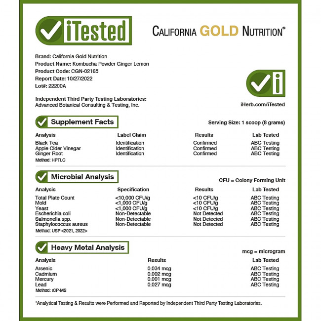 California Gold Nutrition, SUPERFOODS - порошок чайного гриба, имбирь и лимон, 160 г (5,64 унции) California Gold Nutrition, SUPERFOODS - порошок чайного гриба, имбирь и лимон, 160 г (5,64 унции)