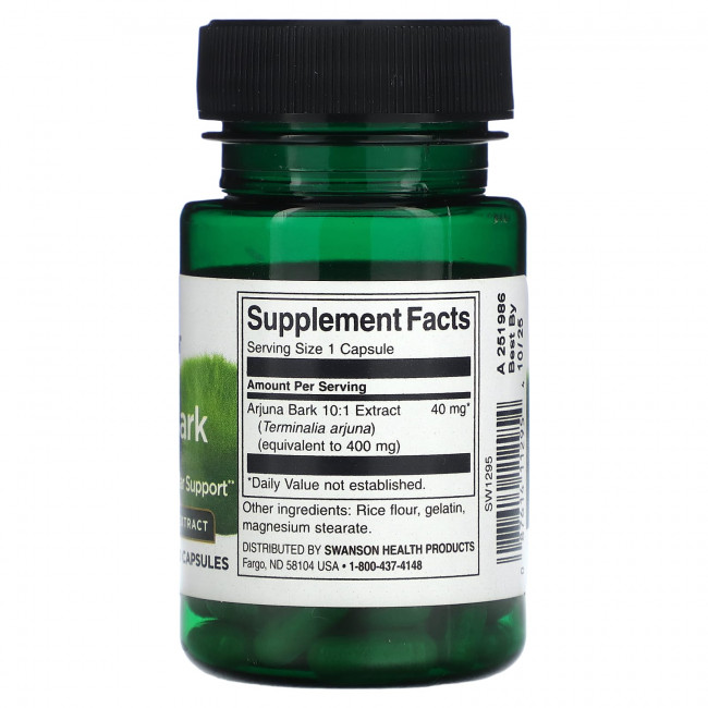 Swanson, Кора арджуны, 40 мг, 60 капсул Swanson, Кора арджуны, 40 мг, 60 капсул