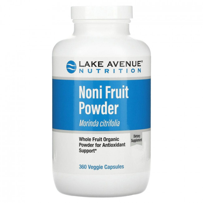 Lake Avenue Nutrition, порошок из нони, органический порошок из цельных плодов, 360 вегетарианских капсул Lake Avenue Nutrition, порошок из нони, органический порошок из цельных плодов, 360 вегетарианских капсул