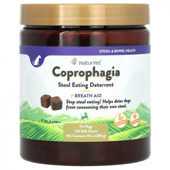 NaturVet, Coprophagia, Средство, сдерживающее поедание стула, и вспомогательное средство для дыхания, 130 мягких жевательных таблеток, 10 унций (286 г) NaturVet, Coprophagia, Средство, сдерживающее поедание стула, и вспомогательное средство для дыхания, 130 мягких жевательных таблеток, 10 унций (286 г)