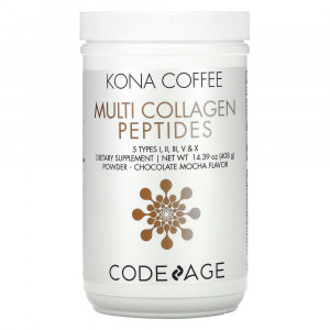 Codeage, Kona Coffee, Multi Collagen Peptides, Chocolate Mocha Flavor, 14.39 oz (408 g)