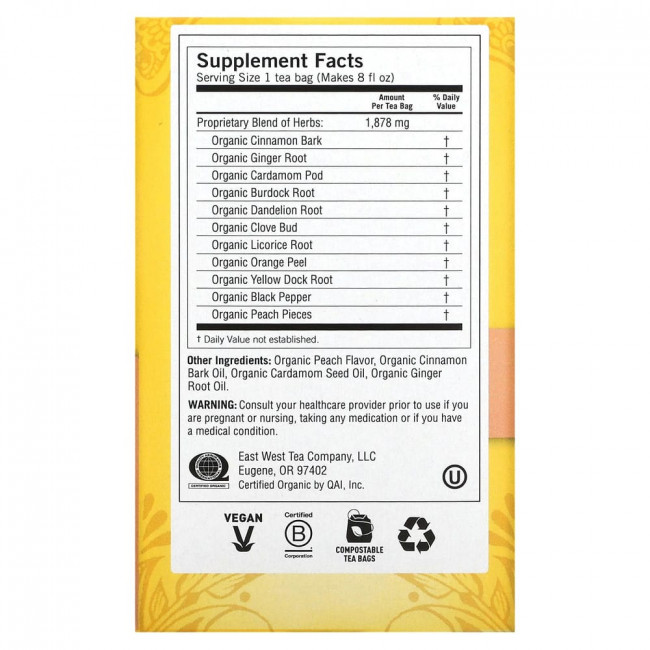 Yogi Tea, Peach DeTox, персик, без кофеина, 16 чайных пакетиков, 32 г (1,12 унций) Yogi Tea, Peach DeTox, персик, без кофеина, 16 чайных пакетиков, 32 г (1,12 унций)