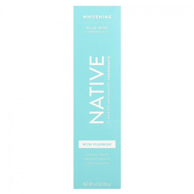 Native, Whitening Toothpaste, With Fluoride, Wild Mint & Peppermint Oil, 4.1 oz (116 g)