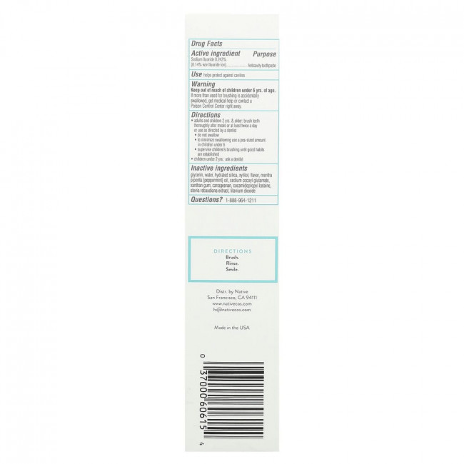 Native, Whitening Toothpaste, With Fluoride, Wild Mint & Peppermint Oil, 4.1 oz (116 g)