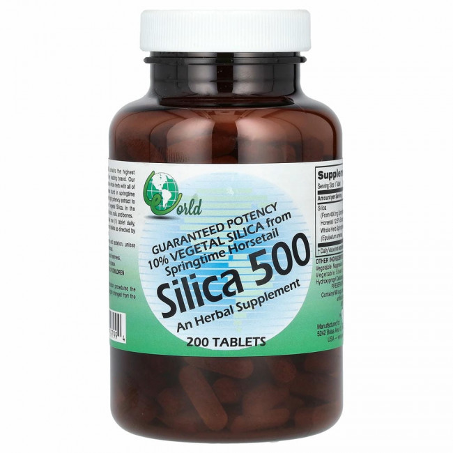 World Organic, Silica 500, 200 таблеток