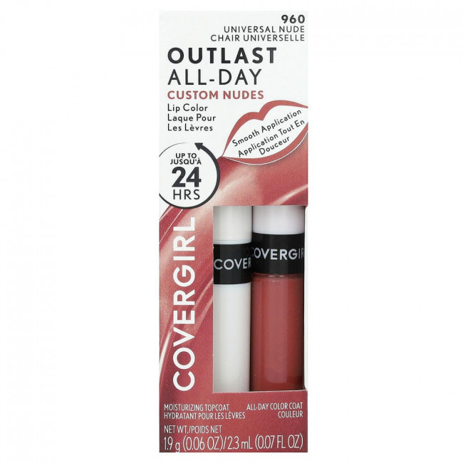 Covergirl, Outlast All-Day, помада, нюдовые оттенки на заказ, 960 Universal Nude, набор из 2 штук