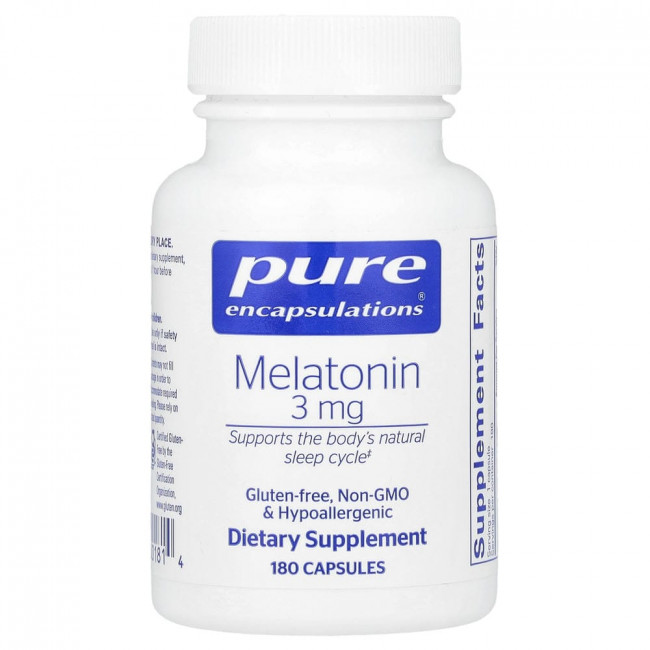 Pure Encapsulations, мелатонин, 3 мг, 180 капсул