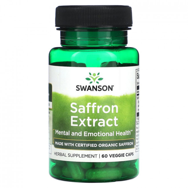 Swanson, Экстракт шафрана, 60 растительных капсул Swanson, Экстракт шафрана, 60 растительных капсул