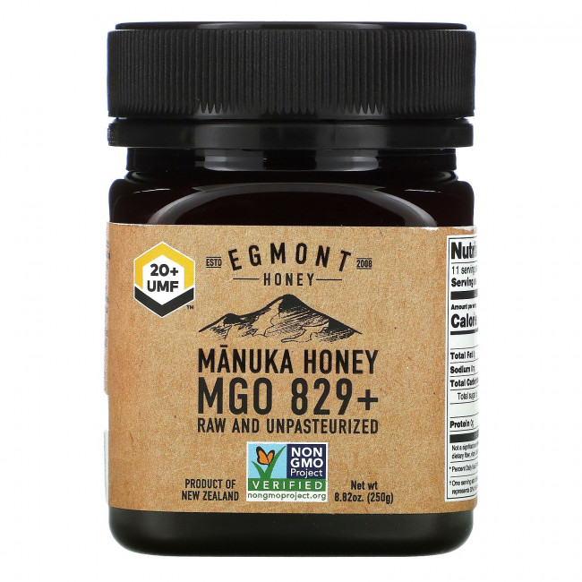 Egmont Honey, Мед манука, необработанный и непастеризованный, 829+ MGO, 250 г (8,82 унции) Egmont Honey, Мед манука, необработанный и непастеризованный, 829+ MGO, 250 г (8,82 унции)