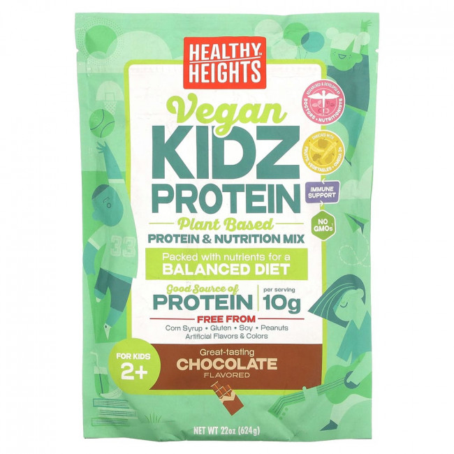 Healthy Heights, Vegan Kidz Protein, For Kids 2+, Chocolate, 22 oz (624 g)