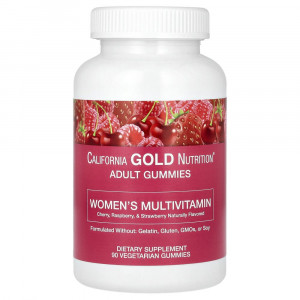 California Gold Nutrition, мультивитаминный комплекс для женщин, ягодный и фруктовый вкус, 90 жевательных конфет California Gold Nutrition, мультивитаминный комплекс для женщин, ягодный и фруктовый вкус, 90 жевательных конфет