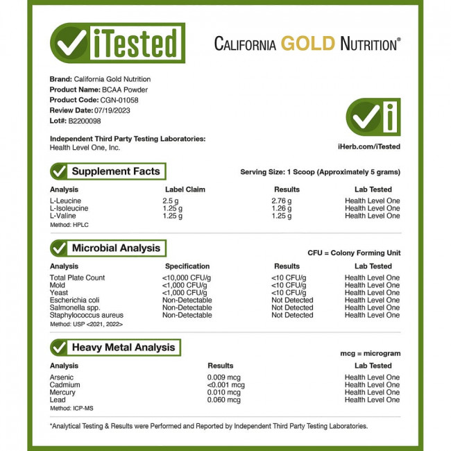 California Gold Nutrition, BCAA, AjiPure, аминокислоты с разветвленной цепью в порошке, 454 г (16 унций) California Gold Nutrition, BCAA, AjiPure, аминокислоты с разветвленной цепью в порошке, 454 г (16 унций)