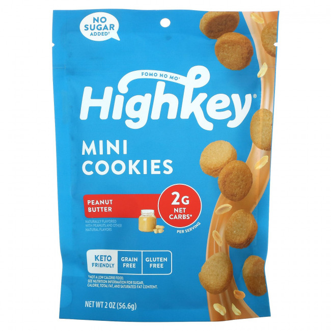 HighKey, Mini Cookies, арахисовая паста, 56,6 г (2 унции) HighKey, Mini Cookies, арахисовая паста, 56,6 г (2 унции)