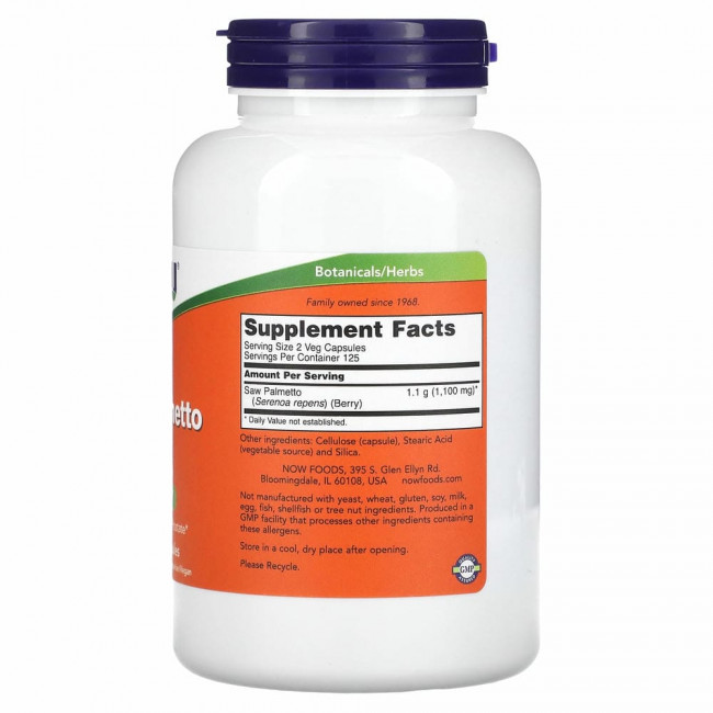 NOW Foods, ягоды серенои, 550 мг, 250 растительных капсул NOW Foods, ягоды серенои, 550 мг, 250 растительных капсул
