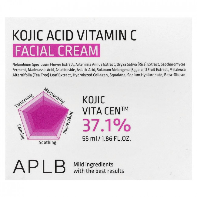APLB, крем для лица с койевой кислотой и витамином С, 55 мл (1,86 жидких унций)