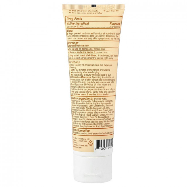think, Think Baby®, солнцезащитный крем с оксидом цинка, для чувствительной кожи, SPF 50, без отдушек, 89 мл (3 жидких унции)
