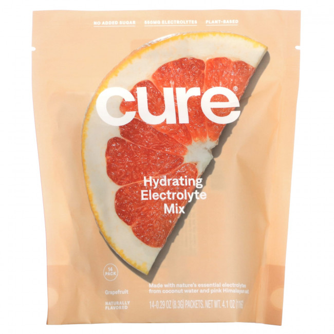 Cure Hydration, Увлажняющая смесь электролитов, грейпфрут, 14 пакетиков по 8,3 г (0,29 унции)