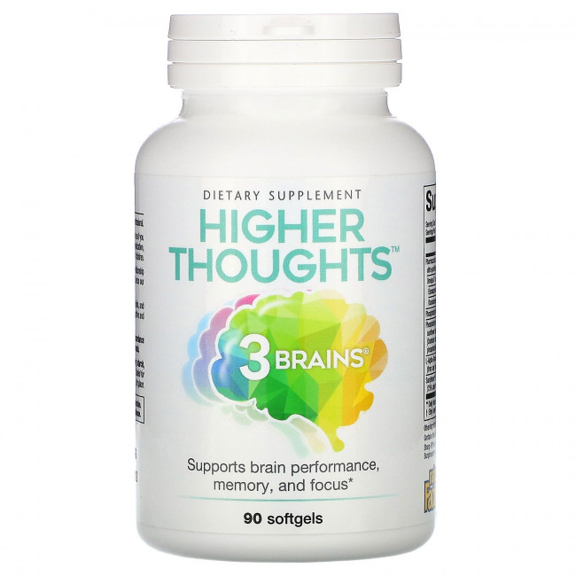 Natural Factors, 3 Brains, Higher Thoughts, добавка для поддержки работы мозга, 90 капсул