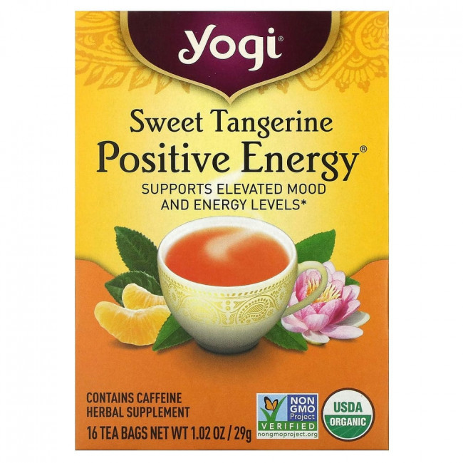 Yogi Tea, Positive Energy, сладкий мандарин, 16 чайных пакетиков, 29 г (1,02 унции) Yogi Tea, Positive Energy, сладкий мандарин, 16 чайных пакетиков, 29 г (1,02 унции)