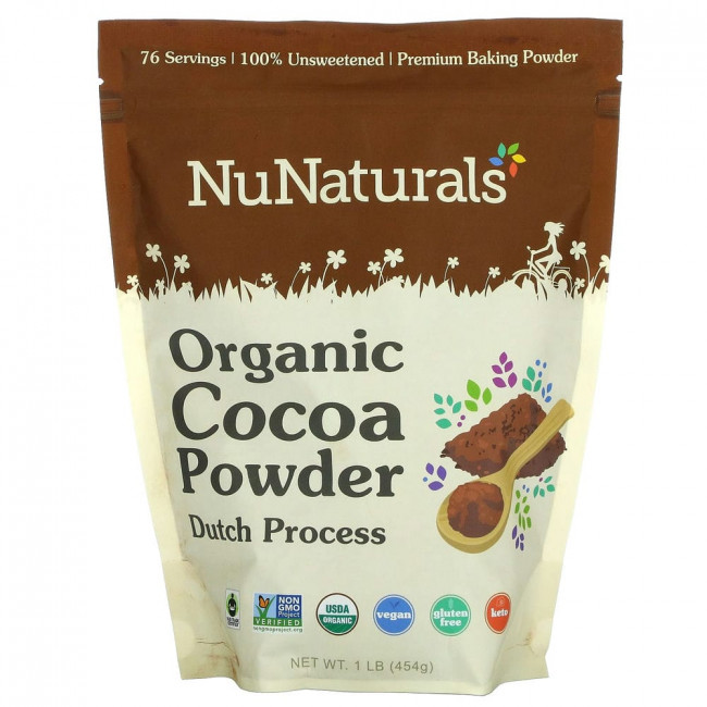 NuNaturals, Органический какао-порошок, 454 г (1 фунт) NuNaturals, Органический какао-порошок, 454 г (1 фунт)