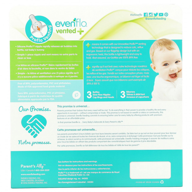 Evenflo Feeding, Прозрачные флаконы из полипропилена с вентиляцией и Twist, стандартные, от 0 месяцев, с медленным потоком, 6 флаконов по 240 мл (8 унций) Evenflo Feeding, Прозрачные флаконы из полипропилена с вентиляцией и Twist, стандартные, от 0 месяцев, с медленным потоком, 6 флаконов по 240 мл (8 унций)