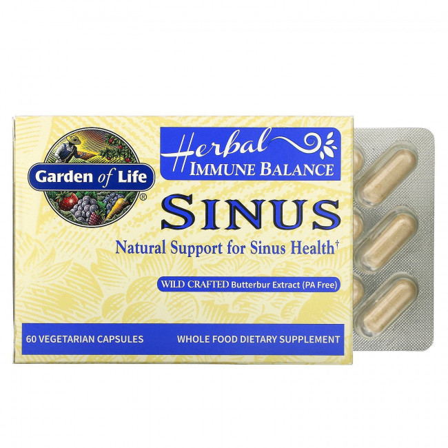Garden of Life, Herbal Immune Balance, Sinus, 60 растительных капсул Garden of Life, Herbal Immune Balance, Sinus, 60 растительных капсул