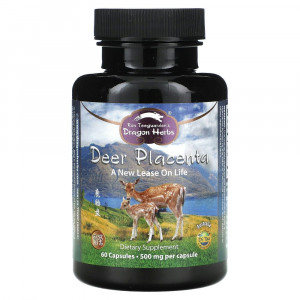 Dragon Herbs, Плацента оленя, 500 мг, 60 капсул