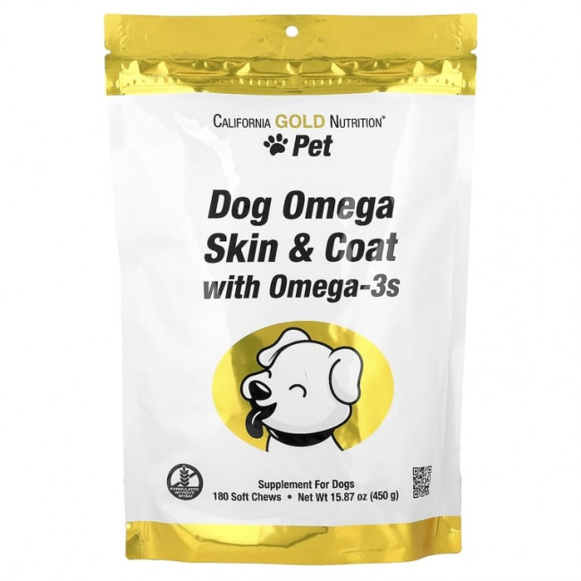 California Gold Nutrition, Pet, омега-3 для поддержки кожи и шерсти собак, 180 жевательных таблеток, 450 г (15,87 унции) California Gold Nutrition, Pet, омега-3 для поддержки кожи и шерсти собак, 180 жевательных таблеток, 450 г (15,87 унции)