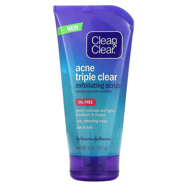 Clean & Clear, Тройной отшелушивающий скраб от акне, 141 г (5 унций) Clean & Clear, Тройной отшелушивающий скраб от акне, 141 г (5 унций)
