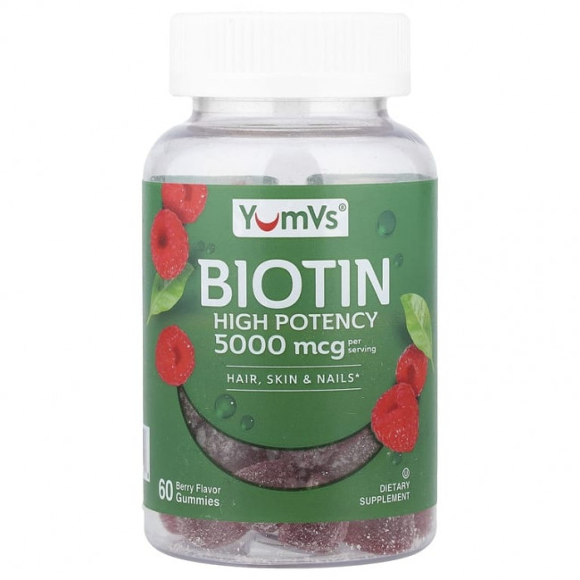 YumVs, жевательные таблетки с биотином, высокоэффективный, со вкусом ягод, 60 жевательных таблеток (2500 мкг в 1 жевательной таблетке) YumVs, жевательные таблетки с биотином, высокоэффективный, со вкусом ягод, 60 жевательных таблеток (2500 мкг в 1 жевательной таблетке)