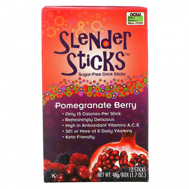 NOW Foods, Real Food, Slender Sticks, со вкусом граната и ягод, 12 стиков, по 4 г (0,14 унции) NOW Foods, Real Food, Slender Sticks, со вкусом граната и ягод, 12 стиков, по 4 г (0,14 унции)