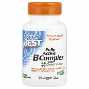 Doctor's Best, комплекс активных витаминов B с Quatrefolic, 30 вегетарианских капсул