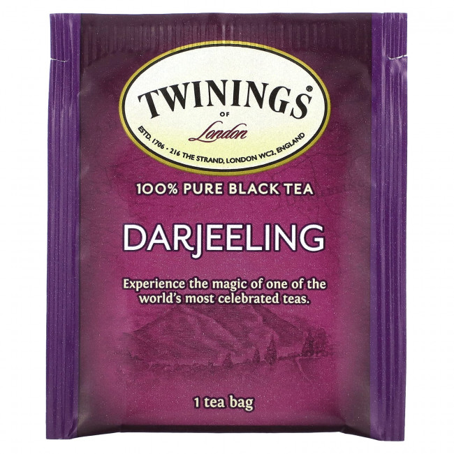 Twinings, Чистый черный чай, Дарджилинг, 50 чайных пакетиков, 100 г (3,53 унции) Twinings, Чистый черный чай, Дарджилинг, 50 чайных пакетиков, 100 г (3,53 унции)