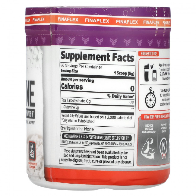 Finaflex, Pure Glutamine, порошок для максимального восстановления мышц, без добавок, 300 г (10,6 унции) Finaflex, Pure Glutamine, порошок для максимального восстановления мышц, без добавок, 300 г (10,6 унции)