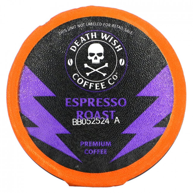 Death Wish Coffee, Espresso Roast, Dark, 10 Single-Serve Coffee Pods, 0.40 oz (11.5 g) Each