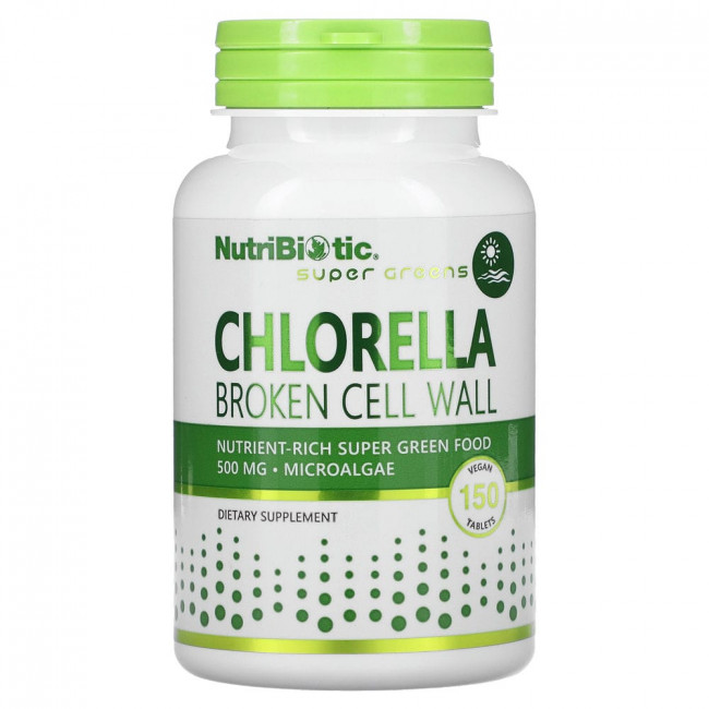 NutriBiotic, Super Greens, хлорелла, 500 мг, 150 веганских таблеток NutriBiotic, Super Greens, хлорелла, 500 мг, 150 веганских таблеток