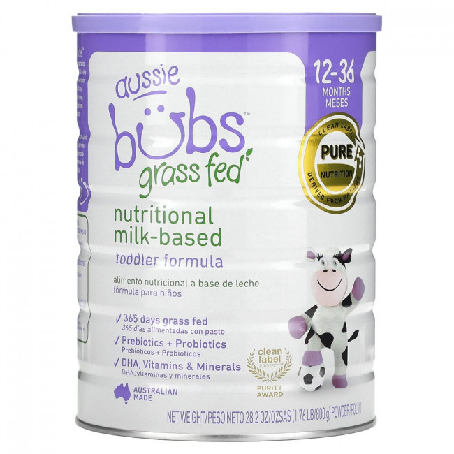 Aussie Bubs, Grass Fed, Nutritional Milk-Based Toddler Formula, 12-36 Months, 1.76 lb, (800 g)