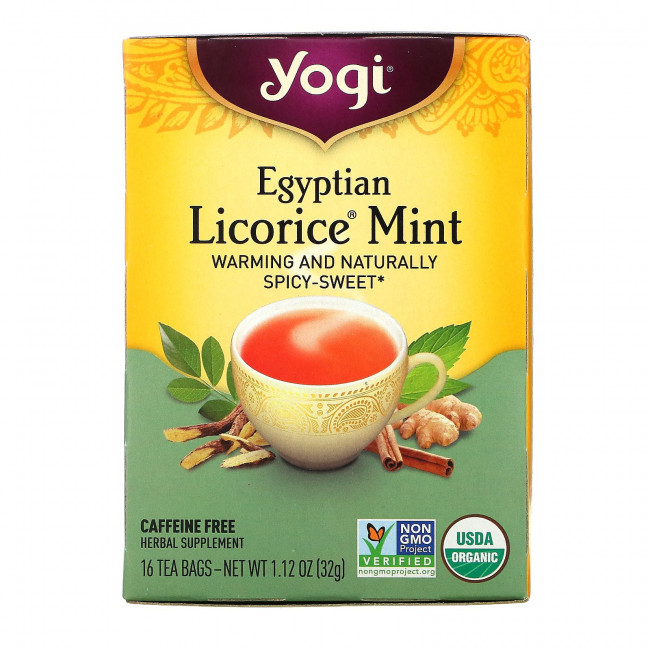 Yogi Tea, египетская солодка и мята, без кофеина, 16 чайных пакетиков, 32 г (1,12 унций) Yogi Tea, египетская солодка и мята, без кофеина, 16 чайных пакетиков, 32 г (1,12 унций)