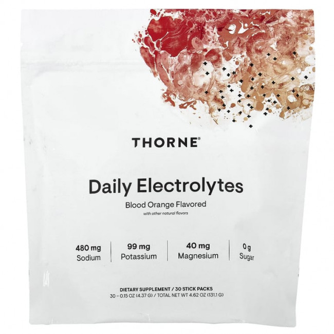 Thorne, ежедневные электролиты, красный апельсин, 30 пакетиков по 4,37 г (0,15 унции)