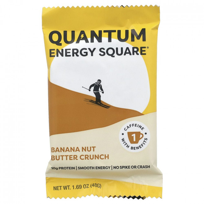 Quantum Energy Square, Хрустящая банановая и ореховая паста, 8 энергетических квадратов, 48 г (1,69 унции) каждый