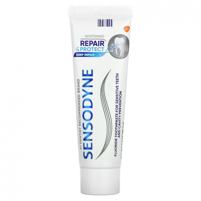 Sensodyne, Отбеливающая зубная паста Repair & Protect с фтором, 96,4 г (3,4 унции) Sensodyne, Отбеливающая зубная паста Repair & Protect с фтором, 96,4 г (3,4 унции)