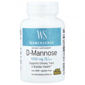 Natural Factors, Womensense®, D-манноза, 60 вегетарианских капсул (500 мг на капсулу) Natural Factors, Womensense®, D-манноза, 60 вегетарианских капсул (500 мг на капсулу)